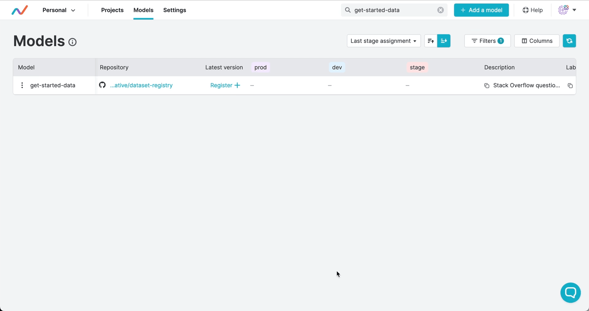 Assign Registry Datasets